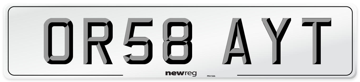 OR58 AYT Number Plate from New Reg